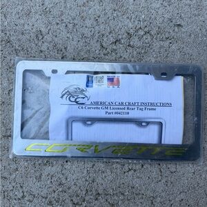 Corvette Rear Tag Frame with Silver and Yellow Accents